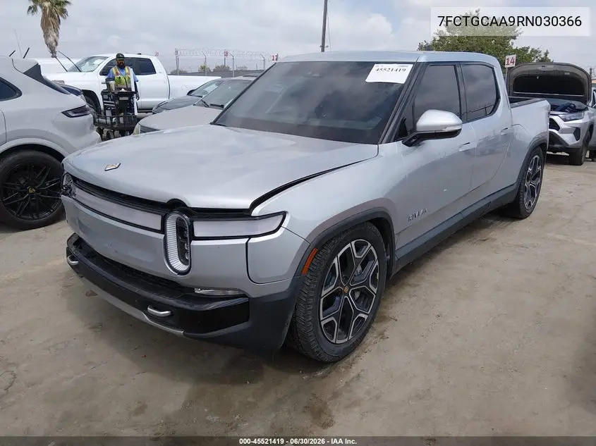 2024 Rivian R1T Adventure Dual Motor Max Pack/Adventure Dual Motor Perf Max Pack VIN: 7FCTGCAA9RN030366 Lot: 45521419