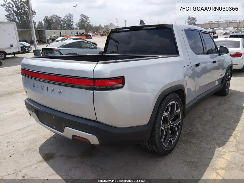 2024 Rivian R1T Adventure Dual Motor Max Pack/Adventure Dual Motor Perf Max Pack VIN: 7FCTGCAA9RN030366 Lot: 45521419