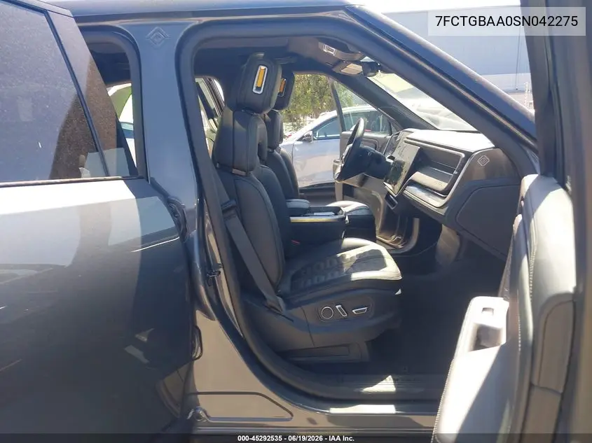 2025 Rivian R1T Adventure Dual Motor Large Pack/Adventure Dual Motor Max Pack VIN: 7FCTGBAA0SN042275 Lot: 45292535