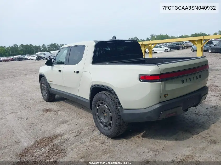 2025 Rivian R1T Adventure VIN: 7FCTGCAA3SN040932 Lot: 45328183