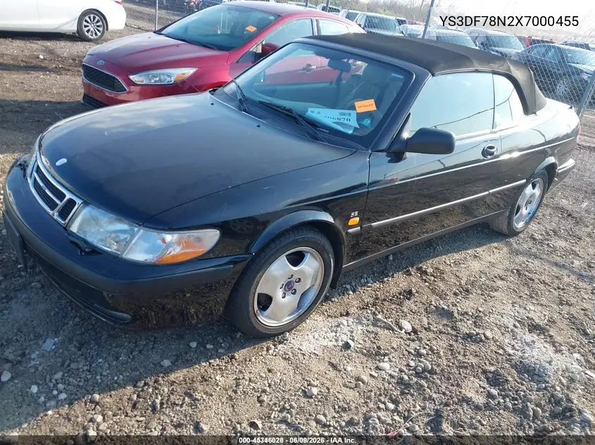 1999 Saab 9-3 Se VIN: YS3DF78N2X7000455 Lot: 45346028