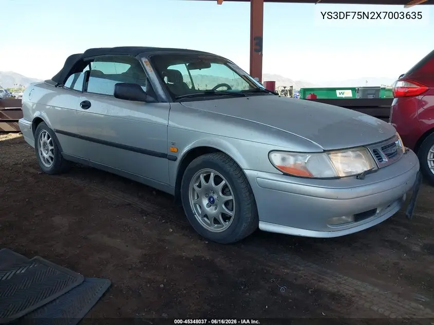 1999 Saab 9-3 Se VIN: YS3DF75N2X7003635 Lot: 45348037