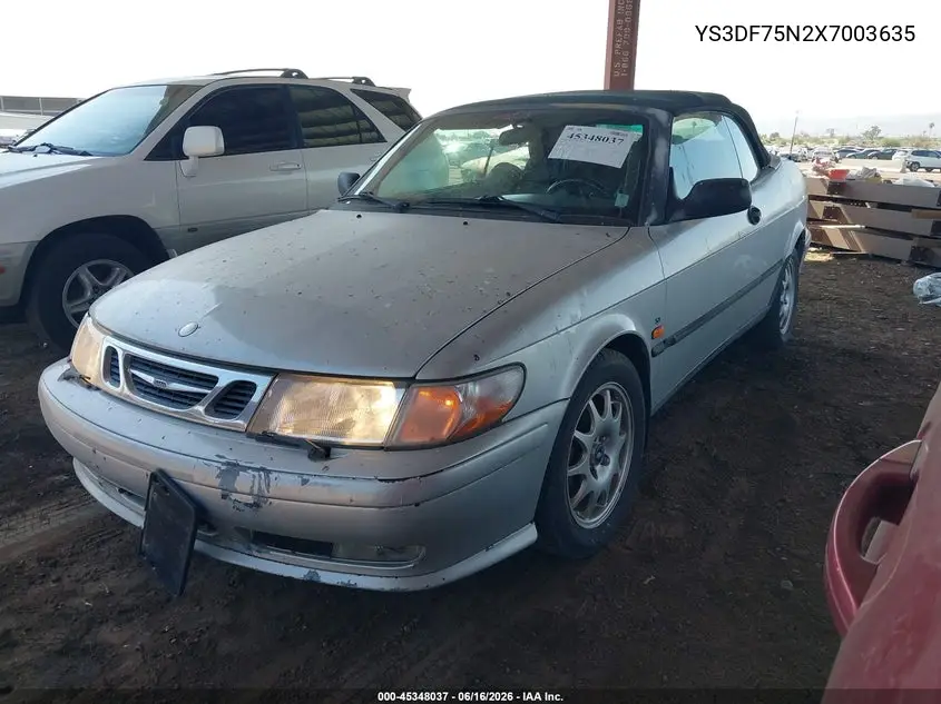 1999 Saab 9-3 Se VIN: YS3DF75N2X7003635 Lot: 45348037