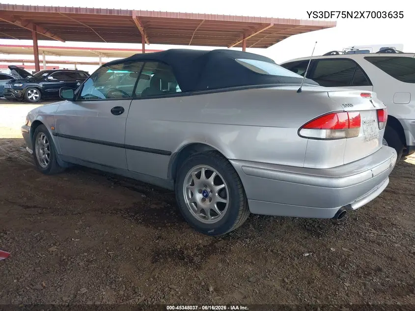 1999 Saab 9-3 Se VIN: YS3DF75N2X7003635 Lot: 45348037
