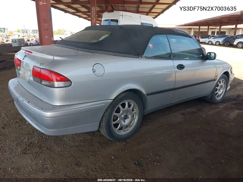 1999 Saab 9-3 Se VIN: YS3DF75N2X7003635 Lot: 45348037
