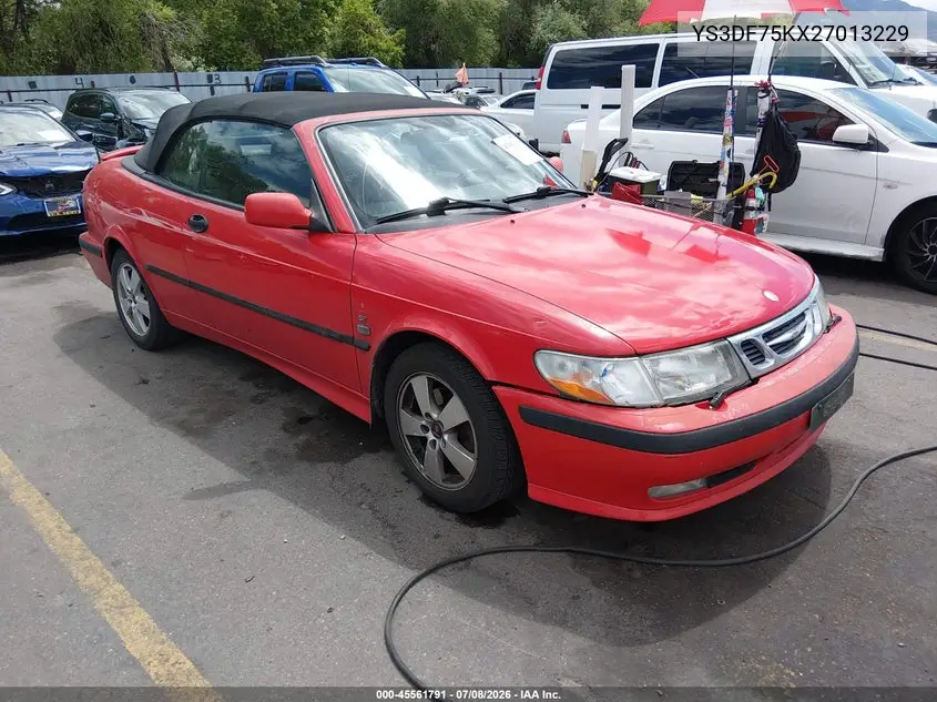 2002 Saab 9-3 Se VIN: YS3DF75KX27013229 Lot: 45561791