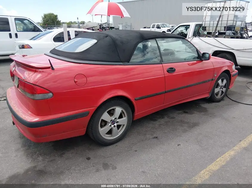 2002 Saab 9-3 Se VIN: YS3DF75KX27013229 Lot: 45561791