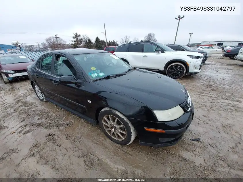 2003 Saab 9-3 VIN: YS3FB49S331042797 Lot: 44061932