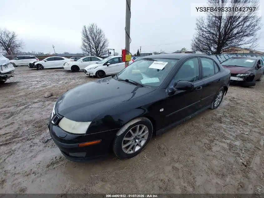 2003 Saab 9-3 VIN: YS3FB49S331042797 Lot: 44061932