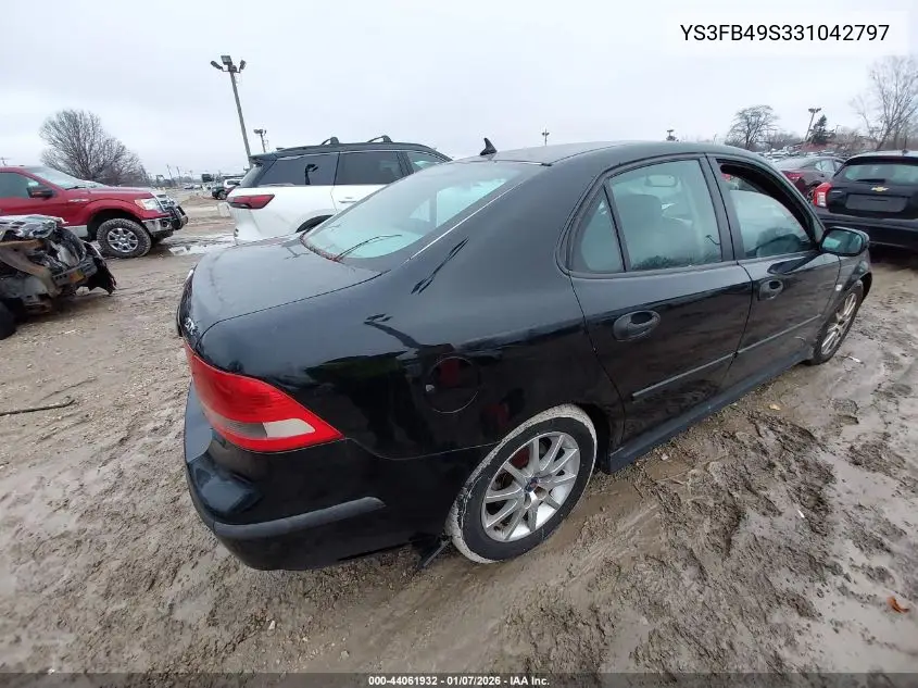2003 Saab 9-3 VIN: YS3FB49S331042797 Lot: 44061932