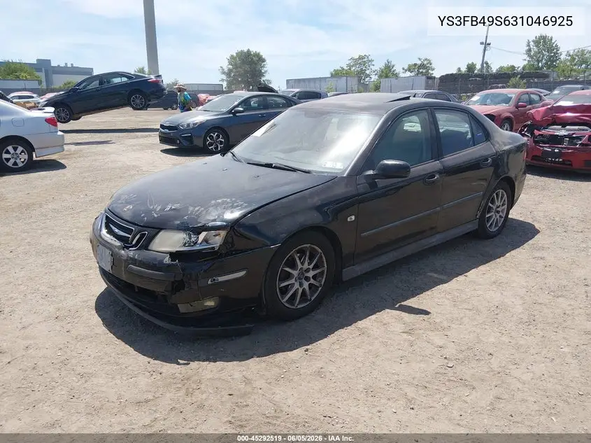 2003 Saab 9-3 Linear VIN: YS3FB49S631046925 Lot: 45292519