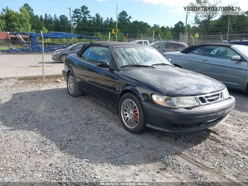 2003 Saab 9-3 Se VIN: YS3DF78K037009476 Lot: 45470128