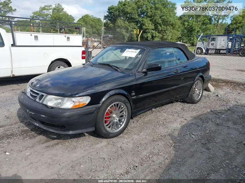 2003 Saab 9-3 Se VIN: YS3DF78K037009476 Lot: 45470128