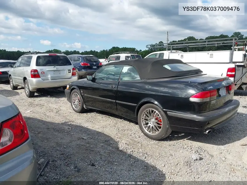 2003 Saab 9-3 Se VIN: YS3DF78K037009476 Lot: 45470128