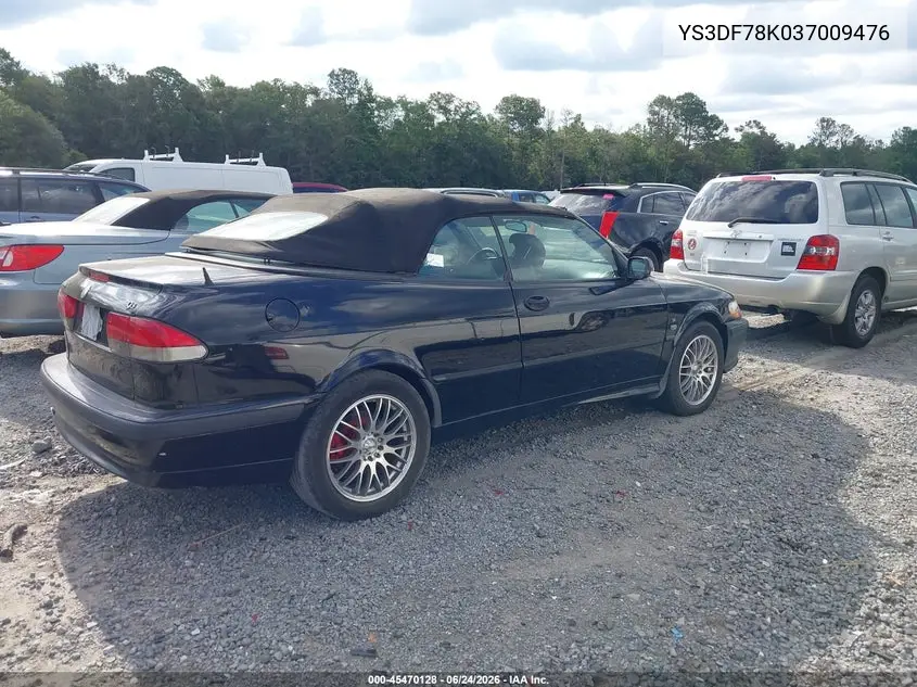 2003 Saab 9-3 Se VIN: YS3DF78K037009476 Lot: 45470128