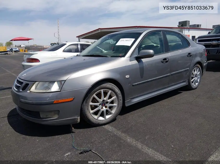 2005 Saab 9-3 Arc VIN: YS3FD45Y851033679 Lot: 45170927