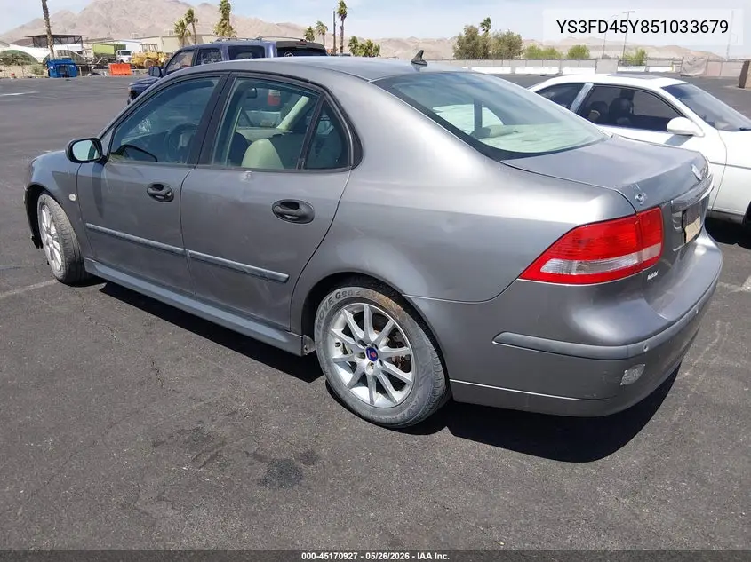 2005 Saab 9-3 Arc VIN: YS3FD45Y851033679 Lot: 45170927