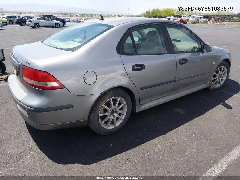 2005 Saab 9-3 Arc VIN: YS3FD45Y851033679 Lot: 45170927