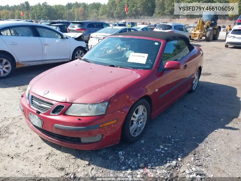 2006 Saab 9-3 2.0T VIN: YS3FD79Y466106059 Lot: 43339196