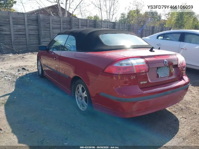 2006 Saab 9-3 2.0T VIN: YS3FD79Y466106059 Lot: 43339196