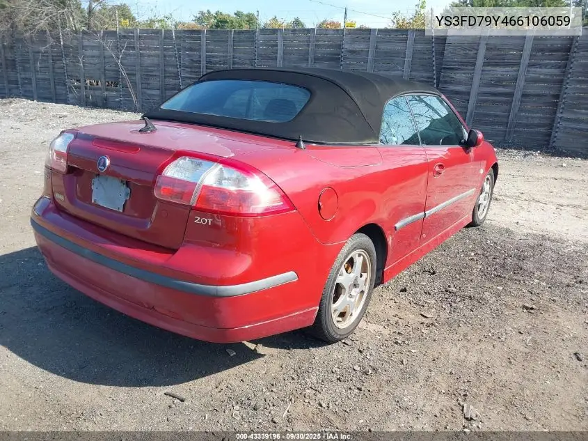 2006 Saab 9-3 2.0T VIN: YS3FD79Y466106059 Lot: 43339196