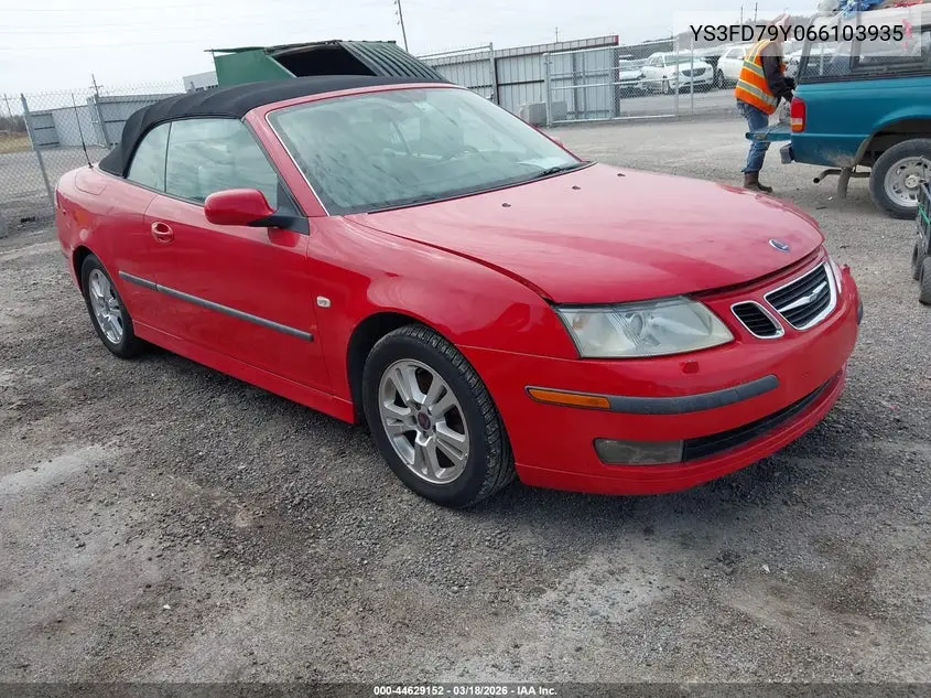 2006 Saab 9-3 2.0T VIN: YS3FD79Y066103935 Lot: 44629152