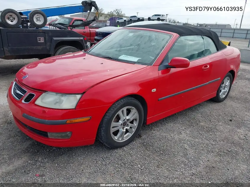 2006 Saab 9-3 2.0T VIN: YS3FD79Y066103935 Lot: 44629152