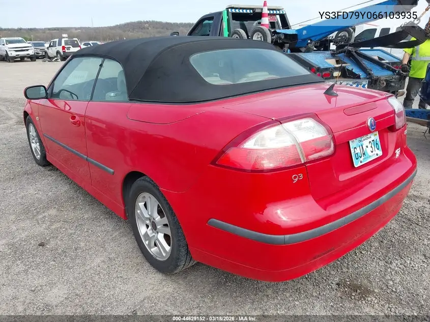 2006 Saab 9-3 2.0T VIN: YS3FD79Y066103935 Lot: 44629152