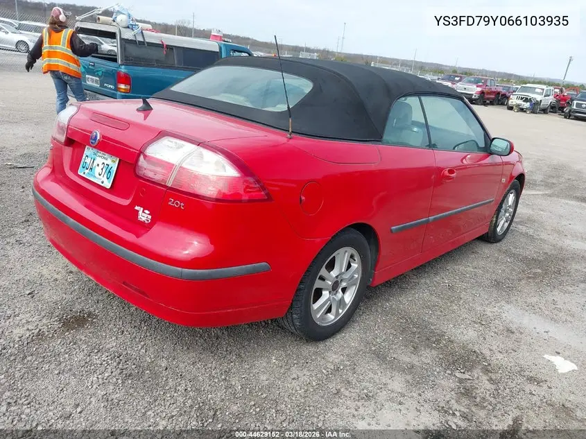 2006 Saab 9-3 2.0T VIN: YS3FD79Y066103935 Lot: 44629152
