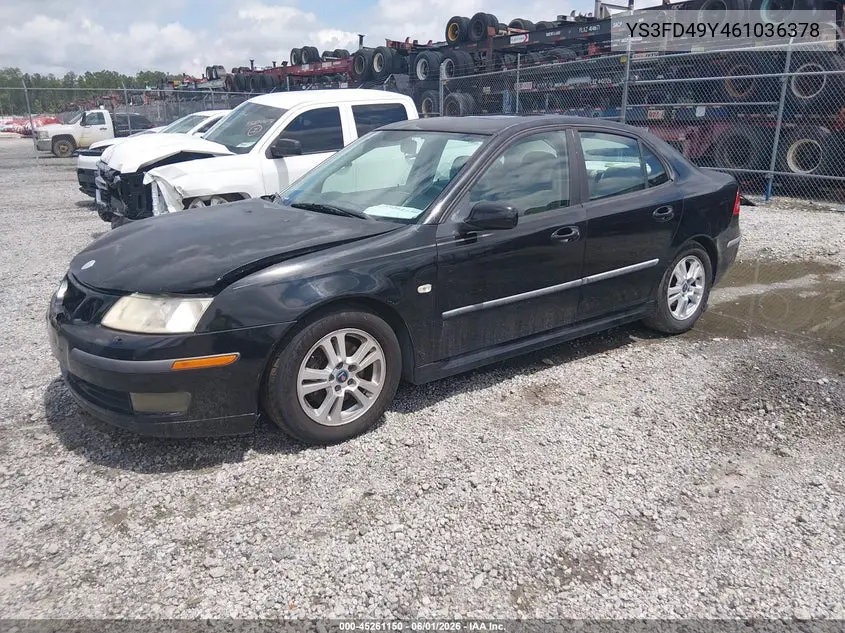 2006 Saab 9-3 2.0T VIN: YS3FD49Y961026378 Lot: 45261150