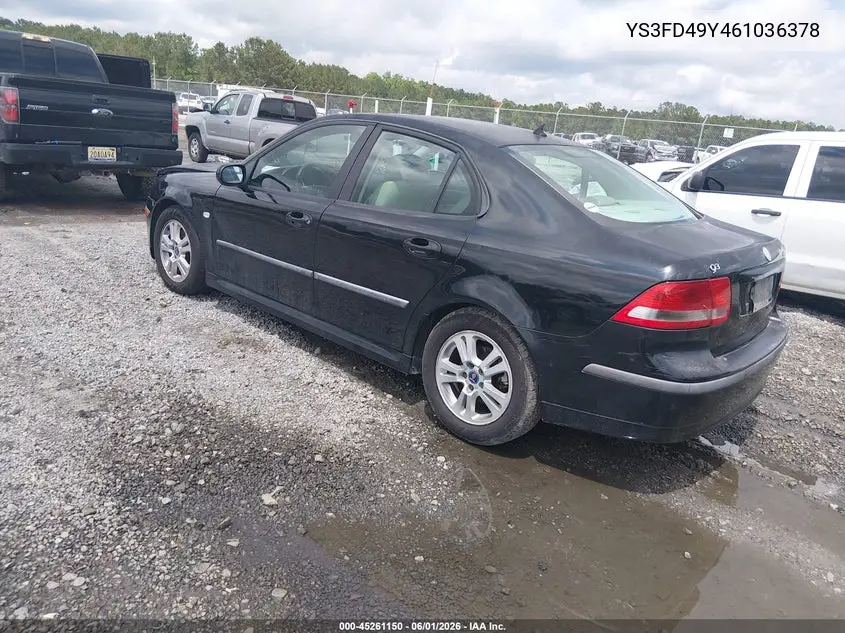 2006 Saab 9-3 2.0T VIN: YS3FD49Y961026378 Lot: 45261150