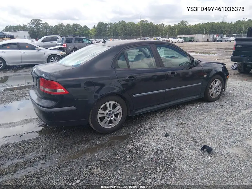 2006 Saab 9-3 2.0T VIN: YS3FD49Y961026378 Lot: 45261150