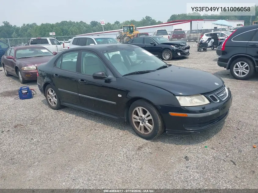 2006 Saab 9-3 2.0T VIN: YS3FD49Y161006058 Lot: 45652411