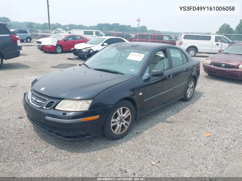 2006 Saab 9-3 2.0T VIN: YS3FD49Y161006058 Lot: 45652411