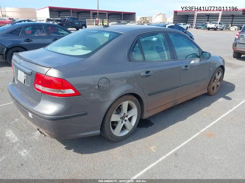 2007 Saab 9-3 Aero VIN: YS3FH41U771011196 Lot: 44686378