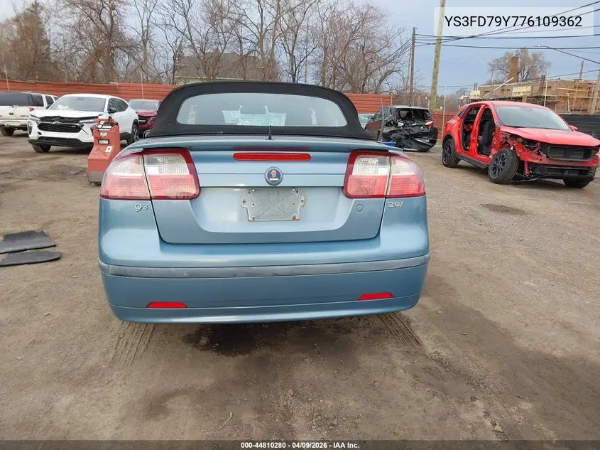 2007 Saab 9-3 2.0T VIN: YS3FD79Y776109362 Lot: 44810280