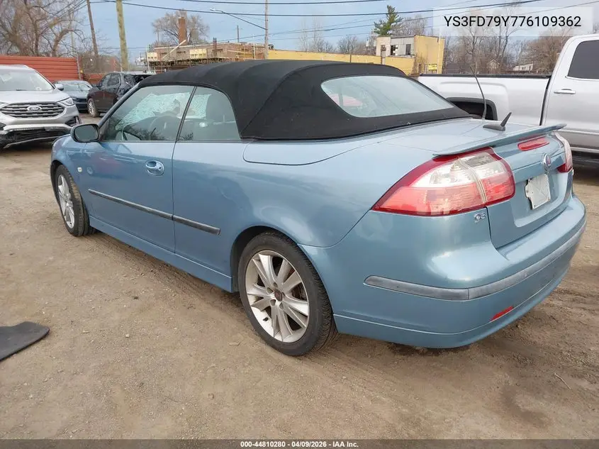 2007 Saab 9-3 2.0T VIN: YS3FD79Y776109362 Lot: 44810280