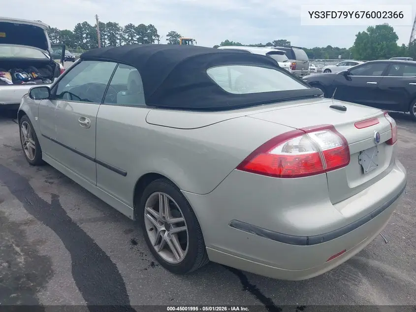 2007 Saab 9-3 2.0T VIN: YS3FD79Y676002366 Lot: 45001995