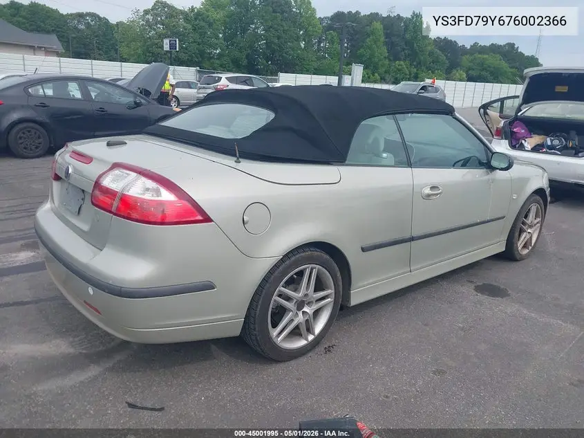 2007 Saab 9-3 2.0T VIN: YS3FD79Y676002366 Lot: 45001995