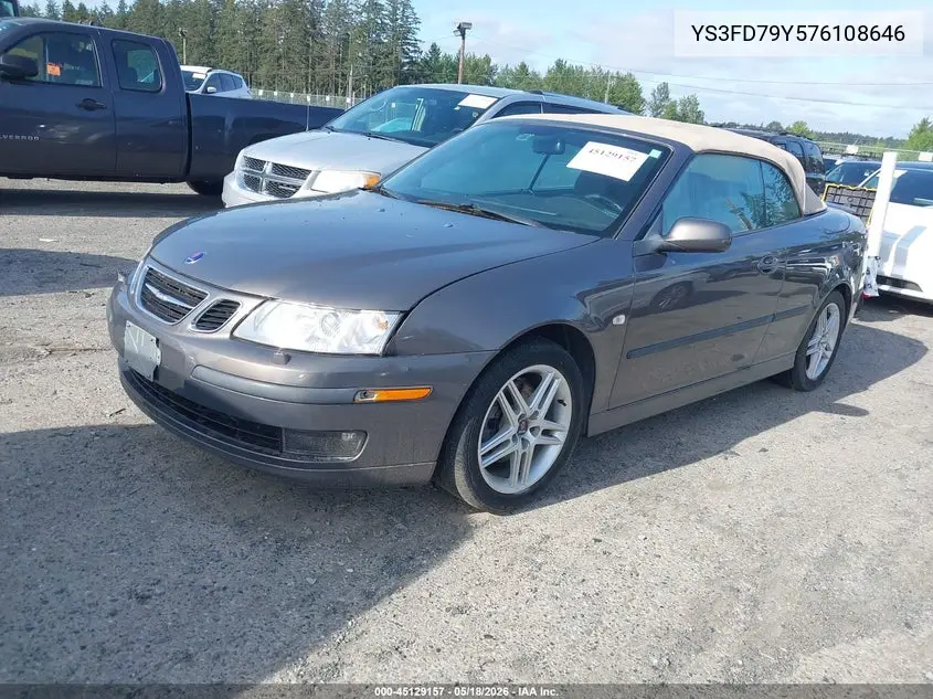 2007 Saab 9-3 2.0T VIN: YS3FD79Y576108646 Lot: 45129157