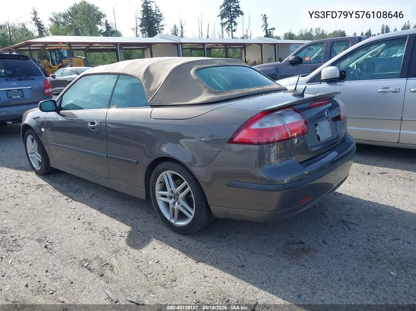 2007 Saab 9-3 2.0T VIN: YS3FD79Y576108646 Lot: 45129157