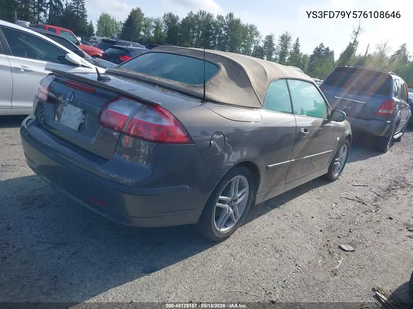 2007 Saab 9-3 2.0T VIN: YS3FD79Y576108646 Lot: 45129157