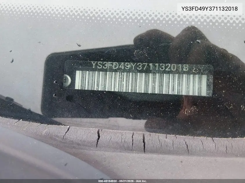 2007 Saab 9-3 2.0T VIN: YS3FD49Y371132018 Lot: 45184930