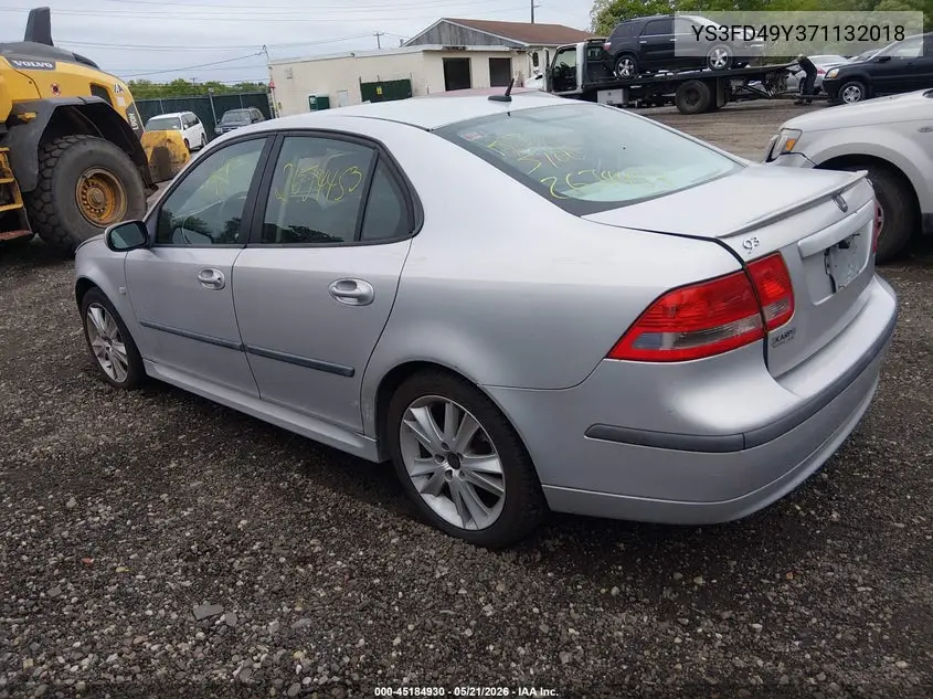 2007 Saab 9-3 2.0T VIN: YS3FD49Y371132018 Lot: 45184930