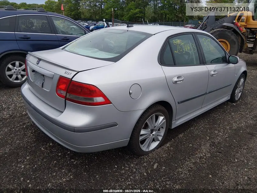 2007 Saab 9-3 2.0T VIN: YS3FD49Y371132018 Lot: 45184930