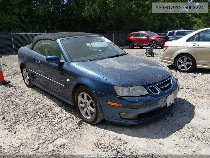 2007 Saab 9-3 2.0T VIN: YS3FD79Y276003224 Lot: 45265124