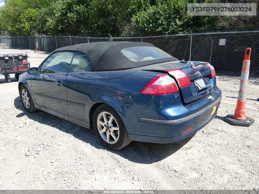 2007 Saab 9-3 2.0T VIN: YS3FD79Y276003224 Lot: 45265124