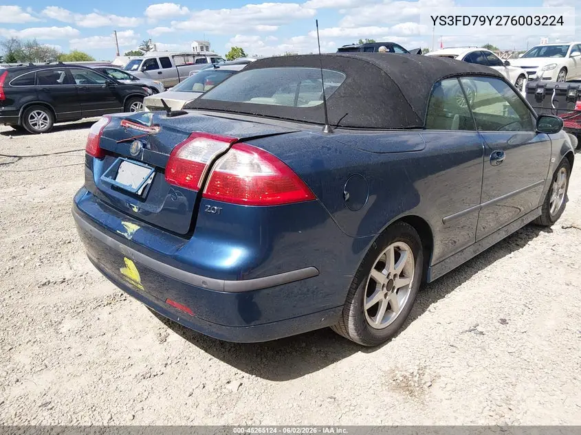 2007 Saab 9-3 2.0T VIN: YS3FD79Y276003224 Lot: 45265124