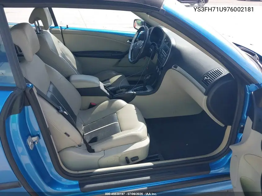 2007 Saab 9-3 Aero VIN: YS3FH71U976002181 Lot: 45538197