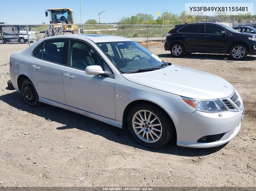 2008 Saab 9-3 2.0T VIN: YS3FB49YX81155481 Lot: 45083961